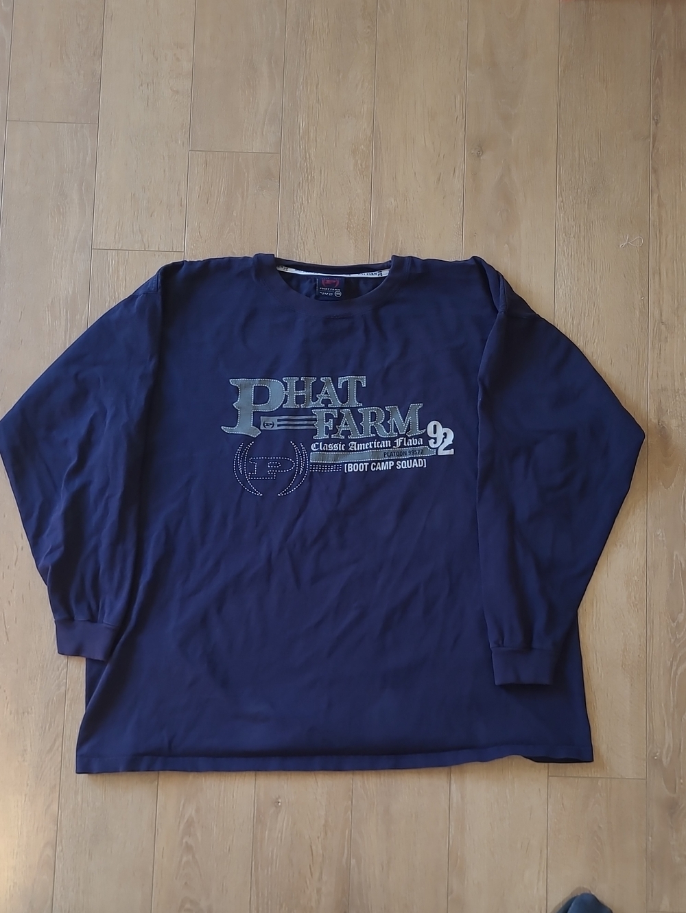Y2K Phat Farm Dark Blue Logo Crewneck Long Sleeve